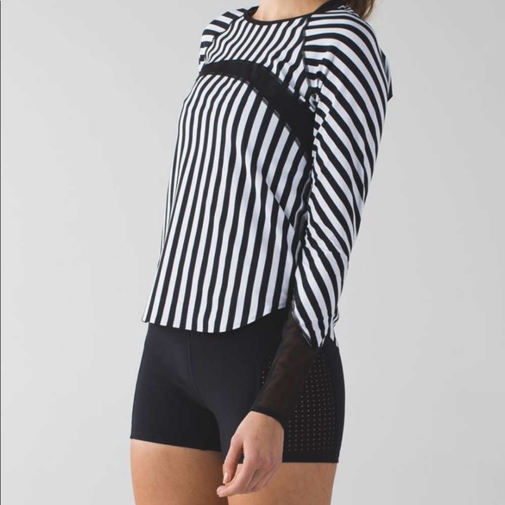 Lululemon Mesh Sunrunner Long Sleeve Striped Shirt